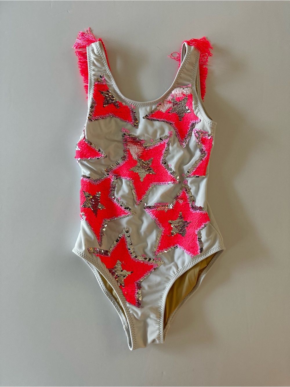 Shade Critters Girls' Stars Fringe Sequins One Piece Swim Suit Size 8